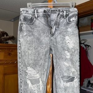 Grey distressed mom jeans